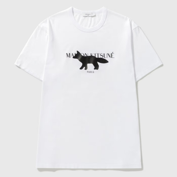 Maison Kitsune Fox Stamp Classic T-Shirt White Size XS EUC - Picture 3 of 8